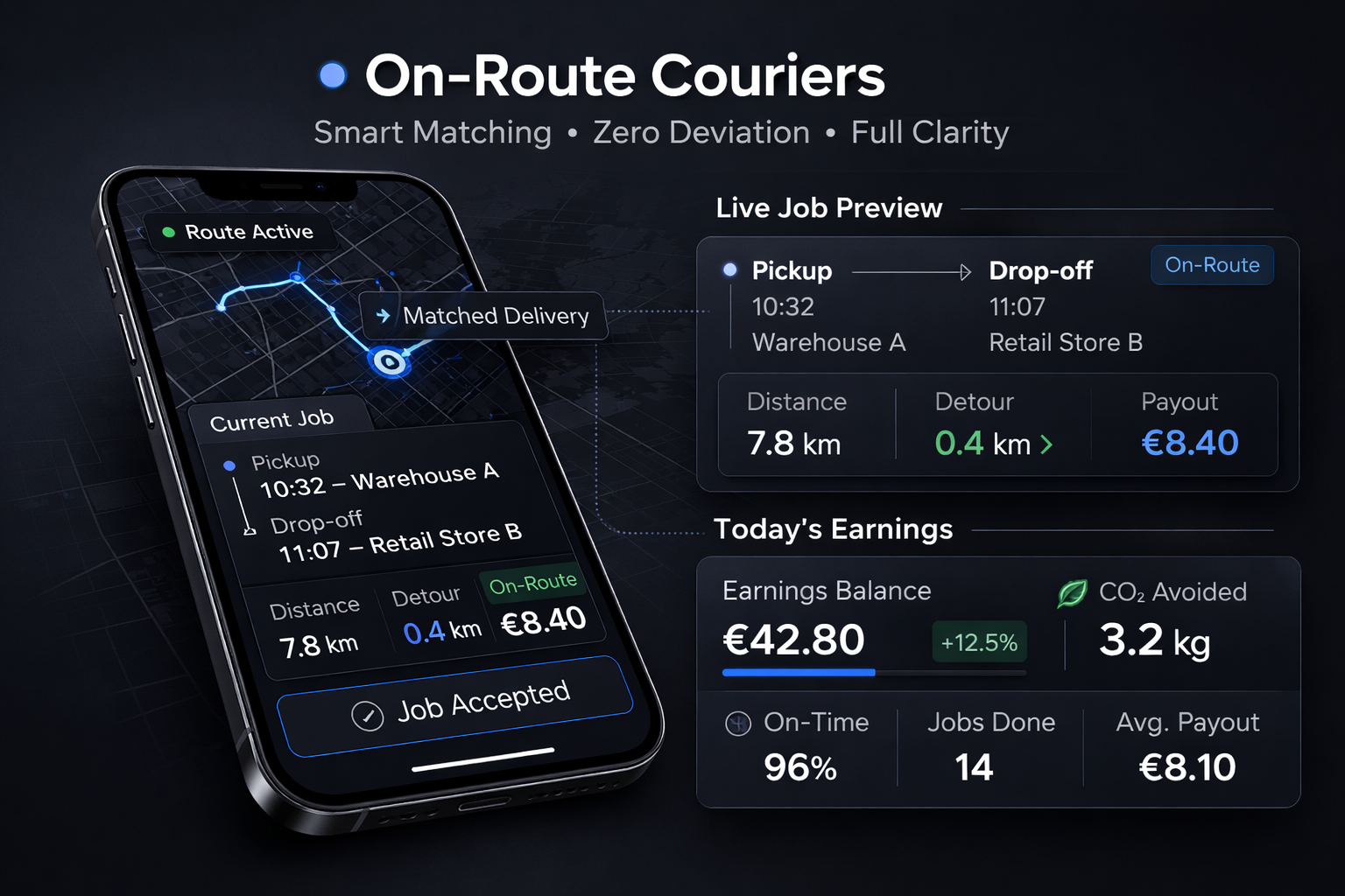 On-route courier matching visualization